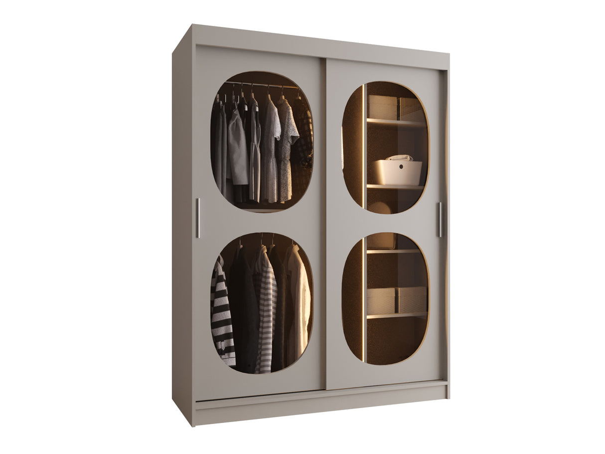 Gardróbszekrény Szafa 150 BAHRAJN 2, Szín: Kasmír, Fiókok: Nem, Led világítás: Igen