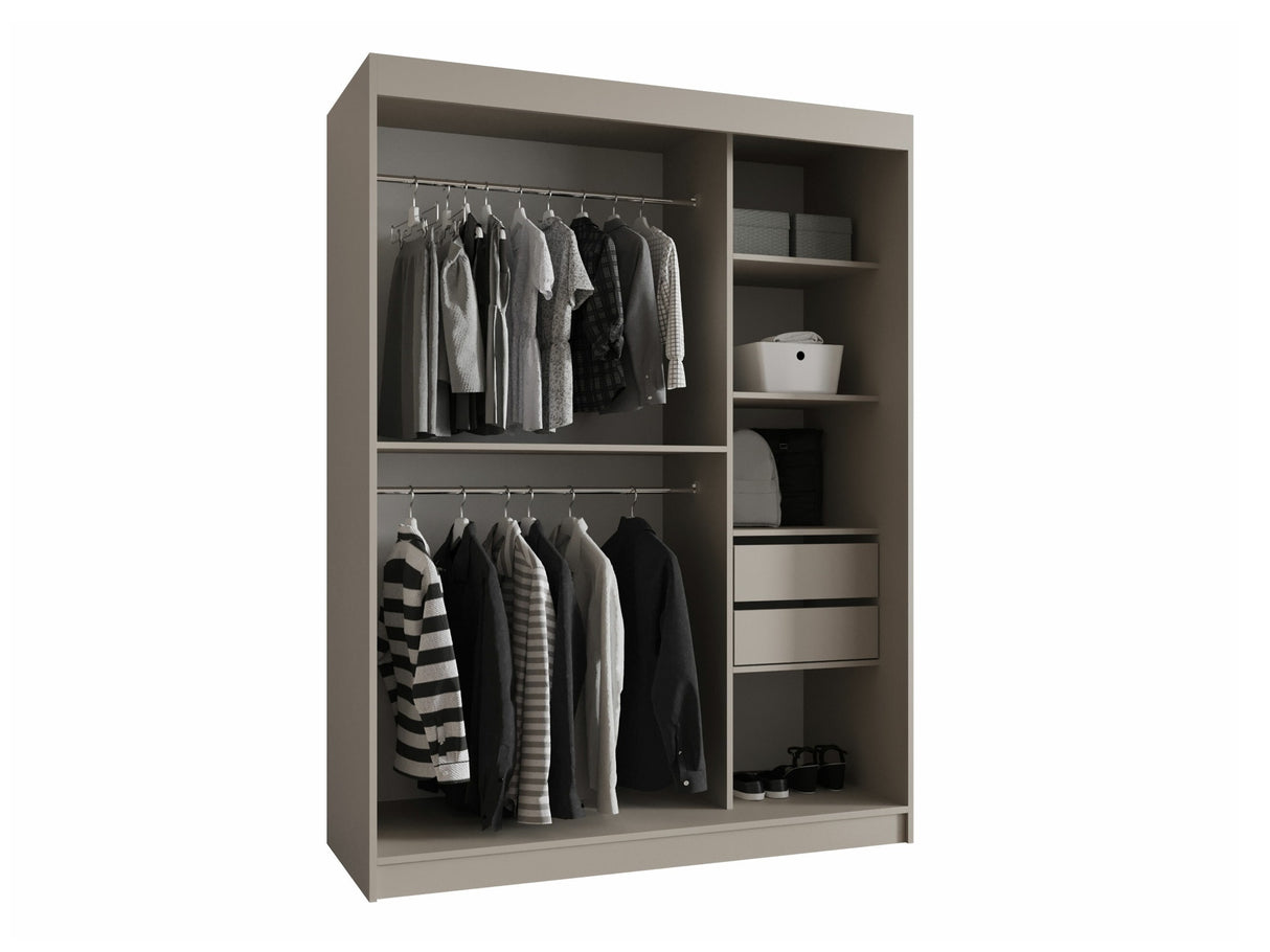 Gardróbszekrény Szafa 150 BAHRAJN 2, Szín: Fekete, Fiókok: Igen, Led világítás: Nem