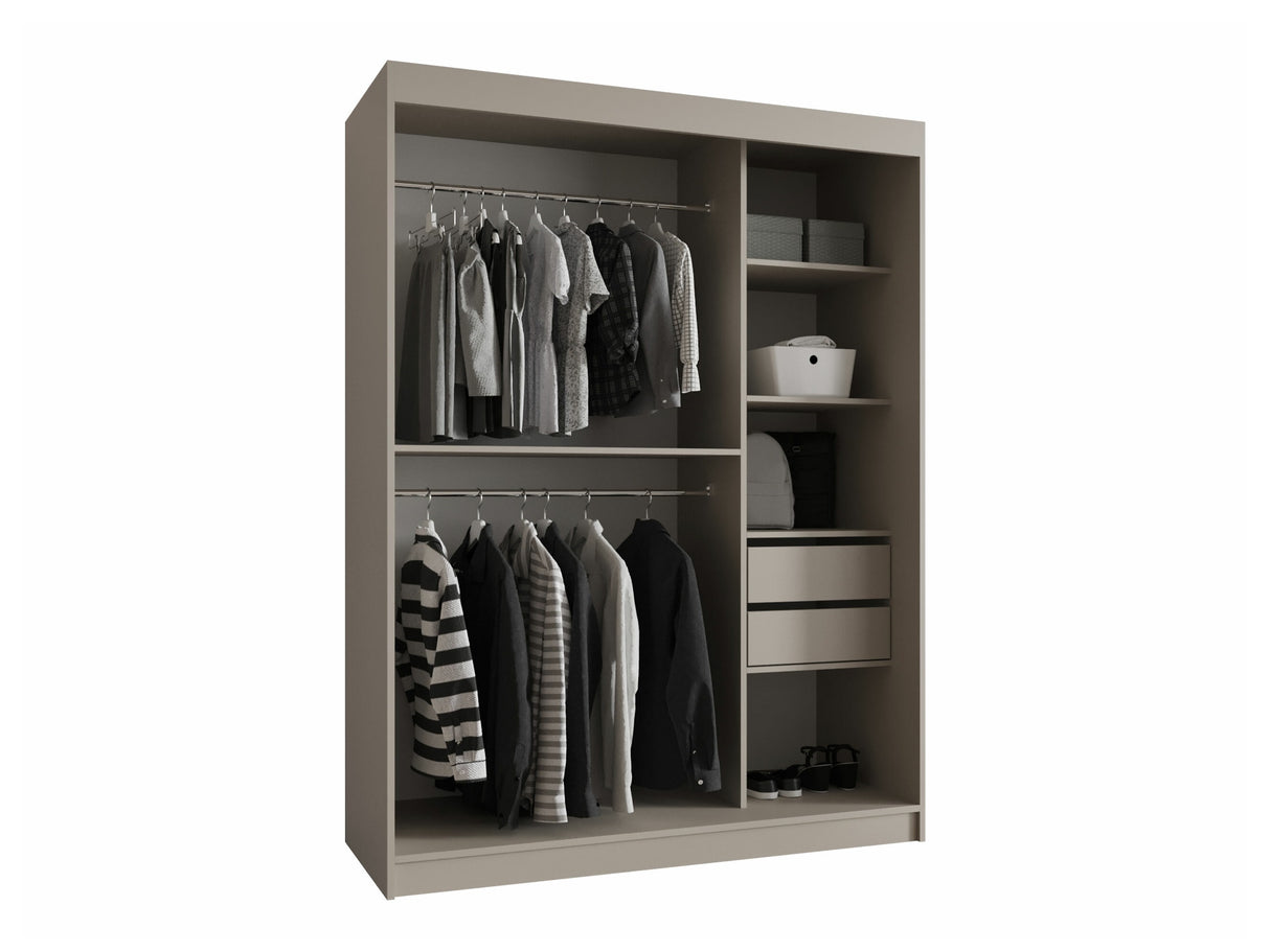 Gardróbszekrény Szafa 150 BAHRAJN 2, Szín: Fekete, Fiókok: Igen, Led világítás: Igen