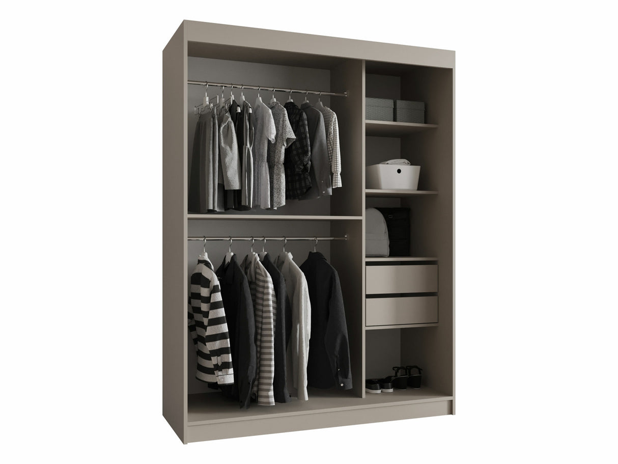 Gardróbszekrény Szafa 150 BAHRAJN 2, Szín: Kasmír, Fiókok: Igen, Led világítás: Igen