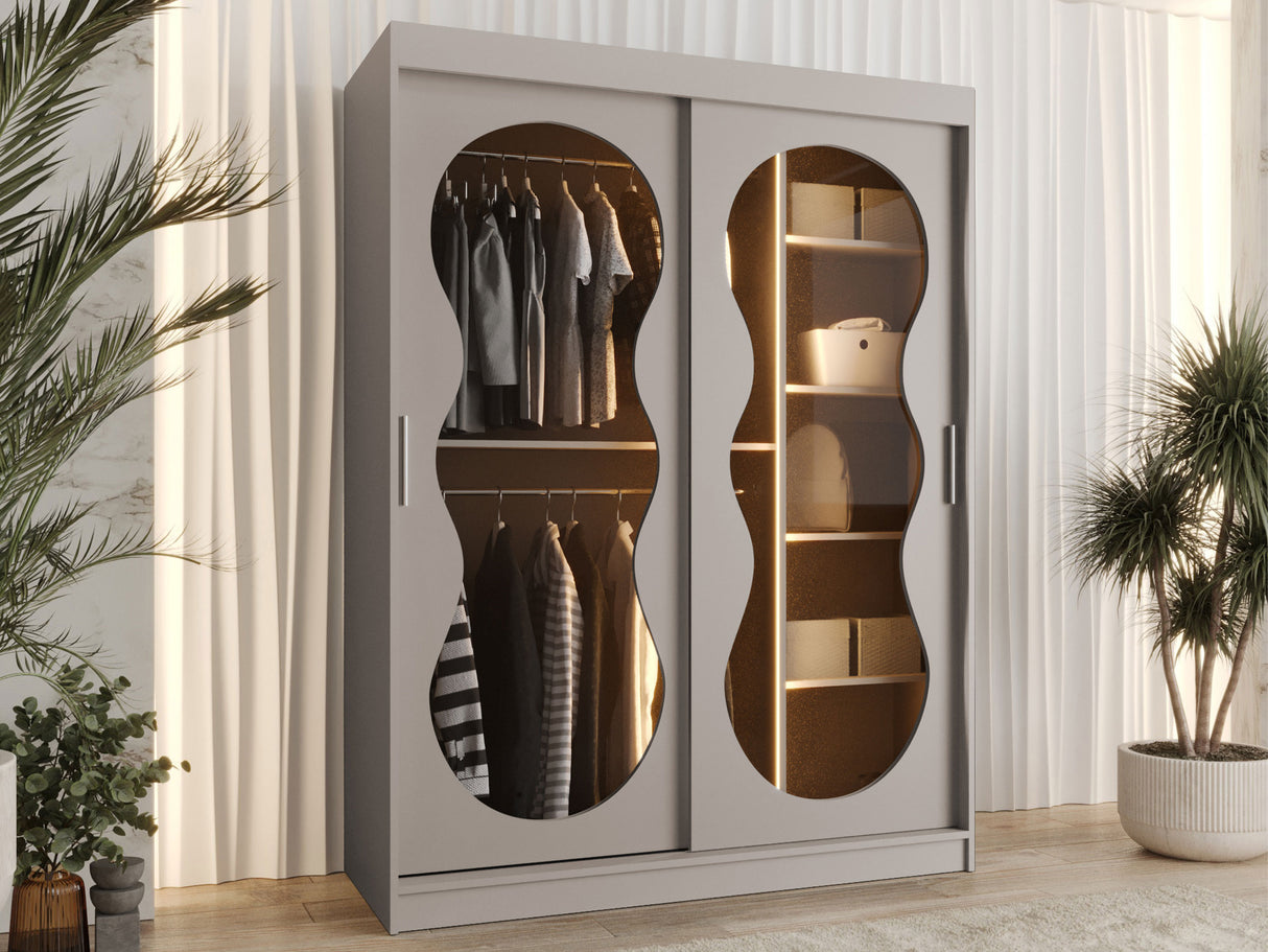 Gardróbszekrény Szafa 150 BAHRAJN 3, Szín: Kasmír, Fiókok: Igen, Led világítás: Igen