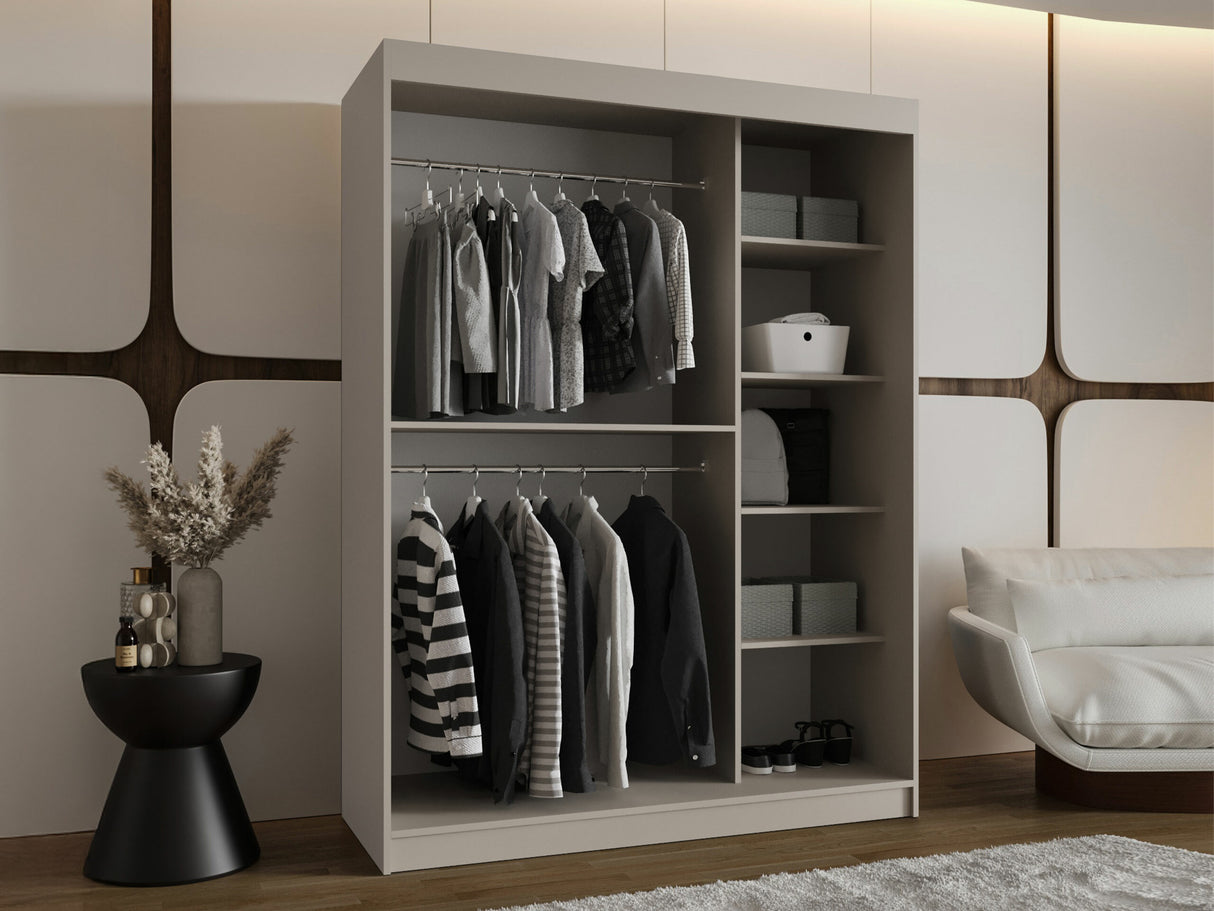 Gardróbszekrény Szafa 150 BAHRAJN 3, Szín: Fekete, Fiókok: Nem, Led világítás: Nem