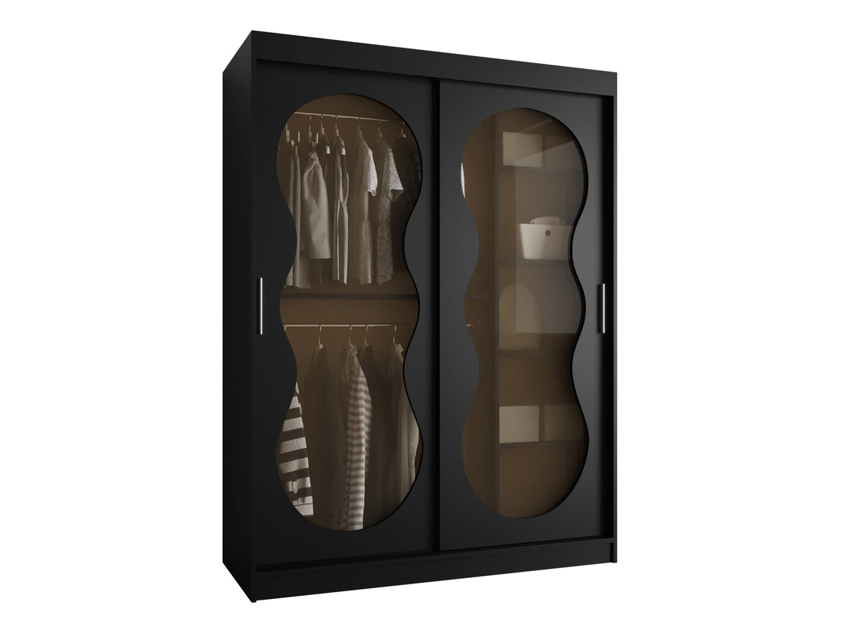 Gardróbszekrény Szafa 150 BAHRAJN 3, Szín: Fekete, Fiókok: Nem, Led világítás: Nem
