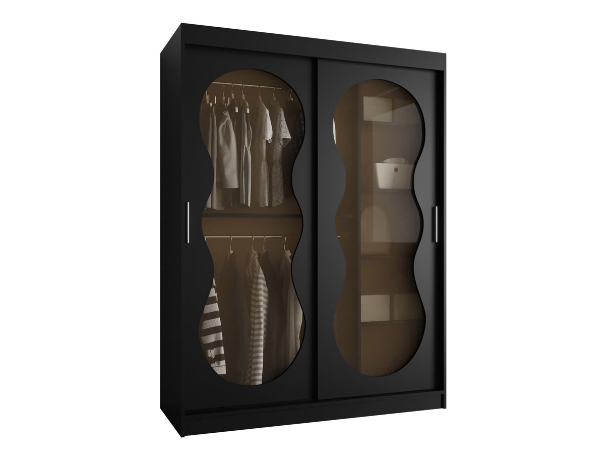 Gardróbszekrény Szafa 150 BAHRAJN 3, Szín: Fekete, Fiókok: Igen, Led világítás: Nem