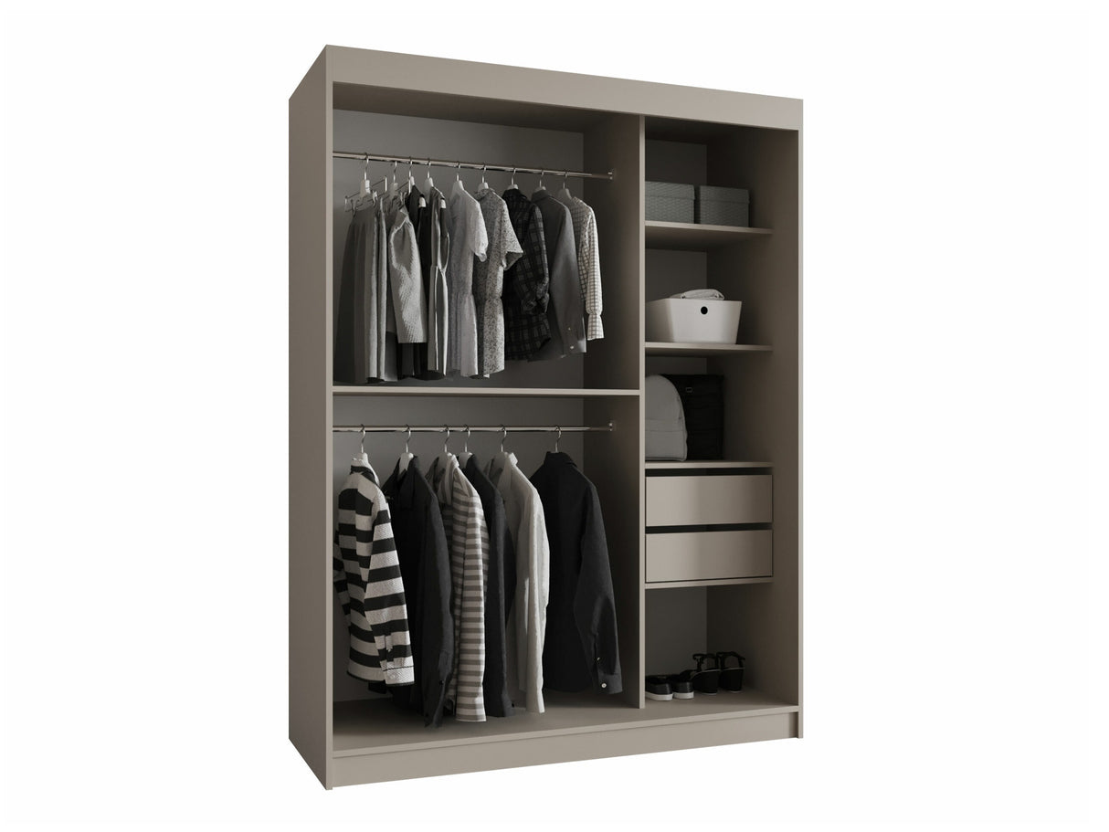 Gardróbszekrény Szafa 150 BAHRAJN 3, Szín: Fekete, Fiókok: Igen, Led világítás: Nem