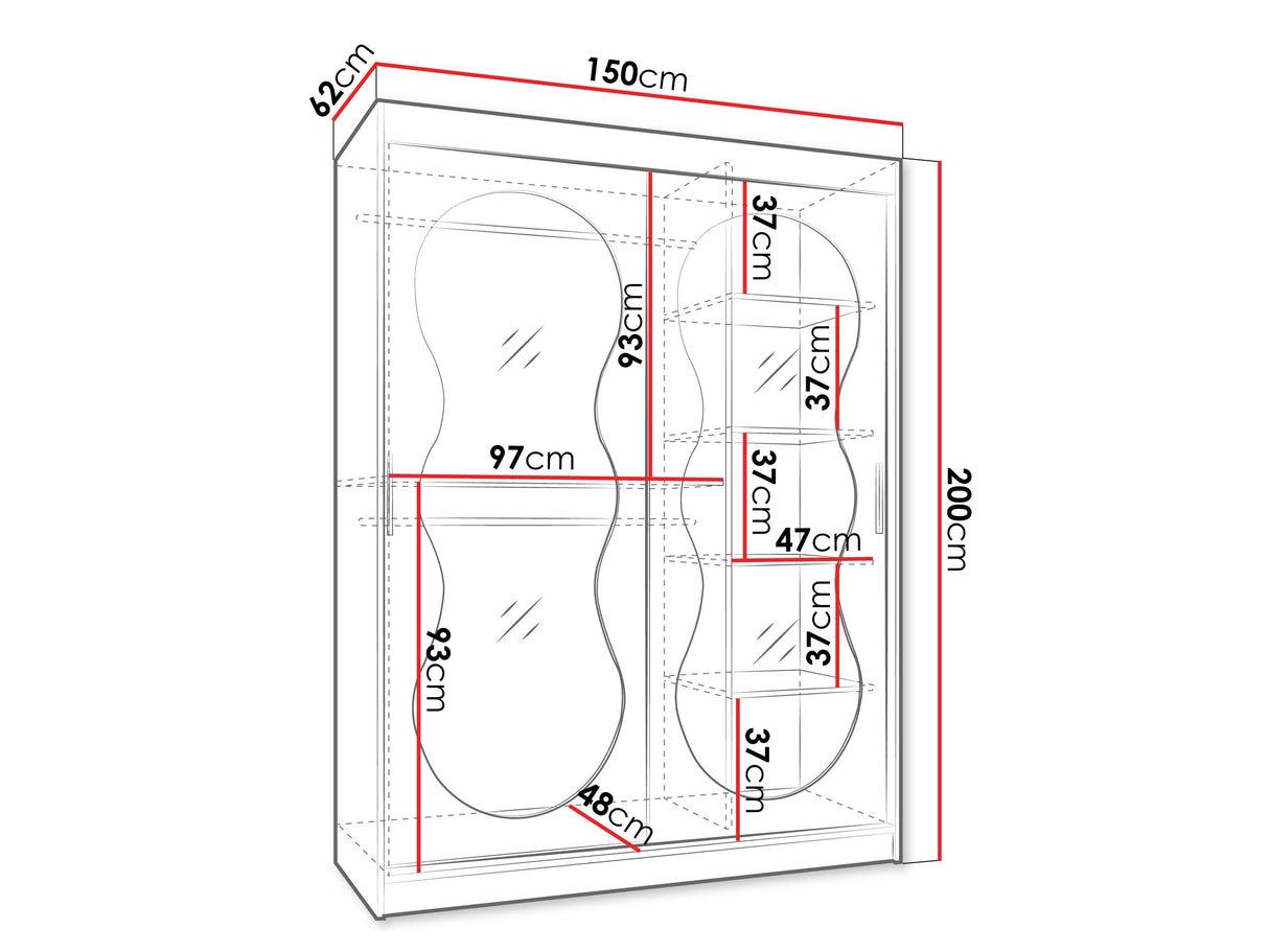Gardróbszekrény Szafa 150 BAHRAJN 3, Szín: Kasmír, Fiókok: Nem, Led világítás: Nem