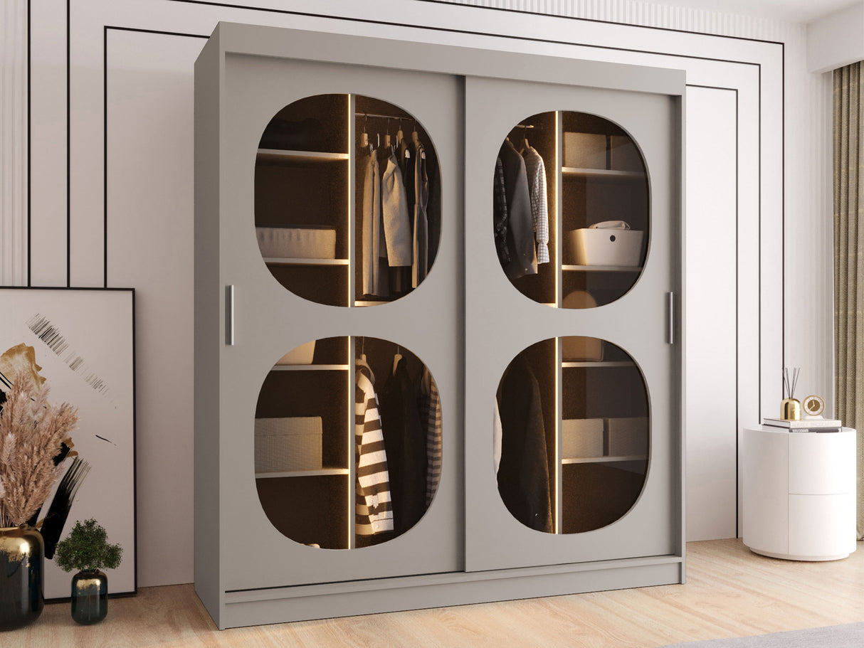 Gardróbszekrény Szafa 180 BAHRAJN 2, Szín: Kasmír, Fiókok: Nem, Led világítás: Igen