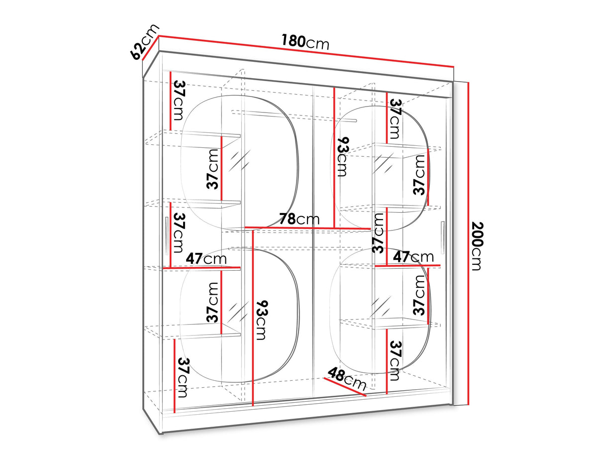 Gardróbszekrény Szafa 180 BAHRAJN 2, Szín: Fekete, Fiókok: Nem, Led világítás: Igen