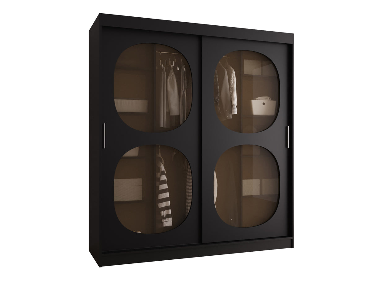 Gardróbszekrény Szafa 180 BAHRAJN 2, Szín: Fekete, Fiókok: Igen, Led világítás: Nem