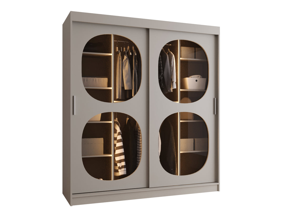 Gardróbszekrény Szafa 180 BAHRAJN 2, Szín: Kasmír, Fiókok: Igen, Led világítás: Igen