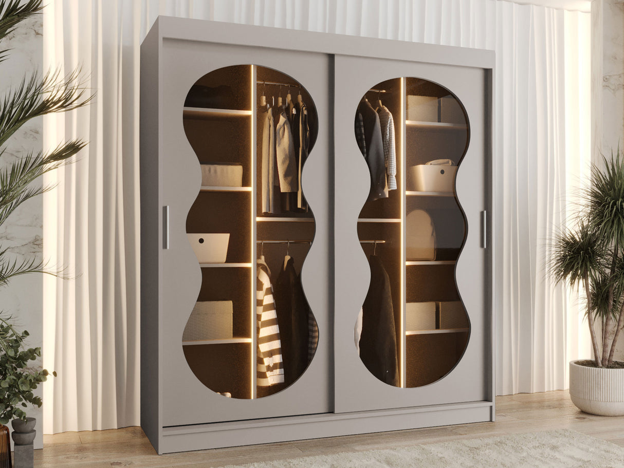 Gardróbszekrény Szafa 180 BAHRAJN 3, Szín: Kasmír, Fiókok: Igen, Led világítás: Igen