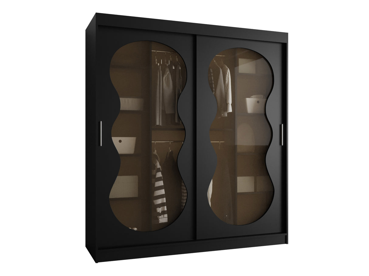 Gardróbszekrény Szafa 180 BAHRAJN 3, Szín: Fekete, Fiókok: Nem, Led világítás: Nem