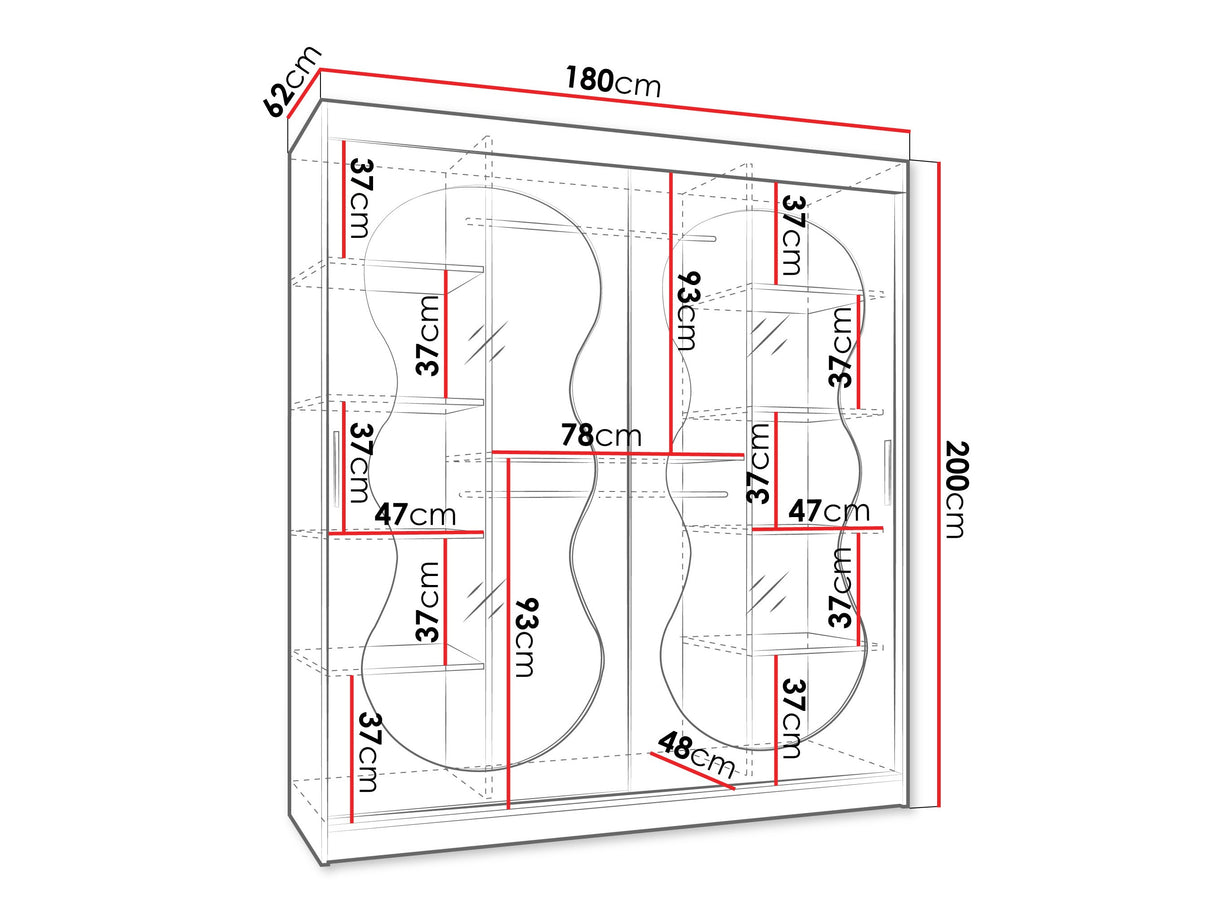 Gardróbszekrény Szafa 180 BAHRAJN 3, Szín: Fekete, Fiókok: Nem, Led világítás: Nem