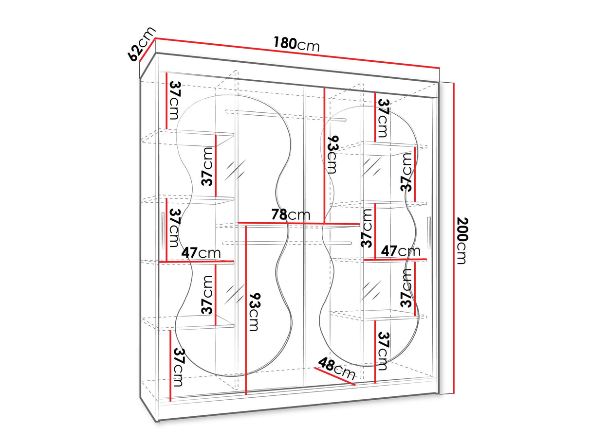 Gardróbszekrény Szafa 180 BAHRAJN 3, Szín: Kasmír, Fiókok: Nem, Led világítás: Nem