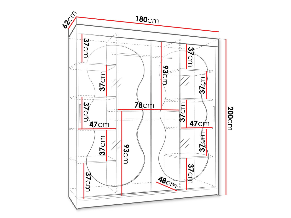 Gardróbszekrény Szafa 180 BAHRAJN 3, Szín: Kasmír, Fiókok: Nem, Led világítás: Igen