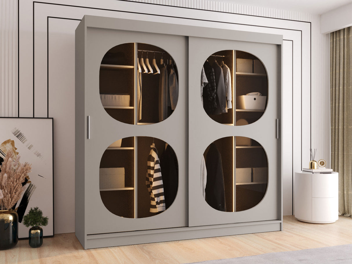 Gardróbszekrény Szafa 200 BAHRAJN 2, Szín: Kasmír, Fiókok: Nem, Led világítás: Igen