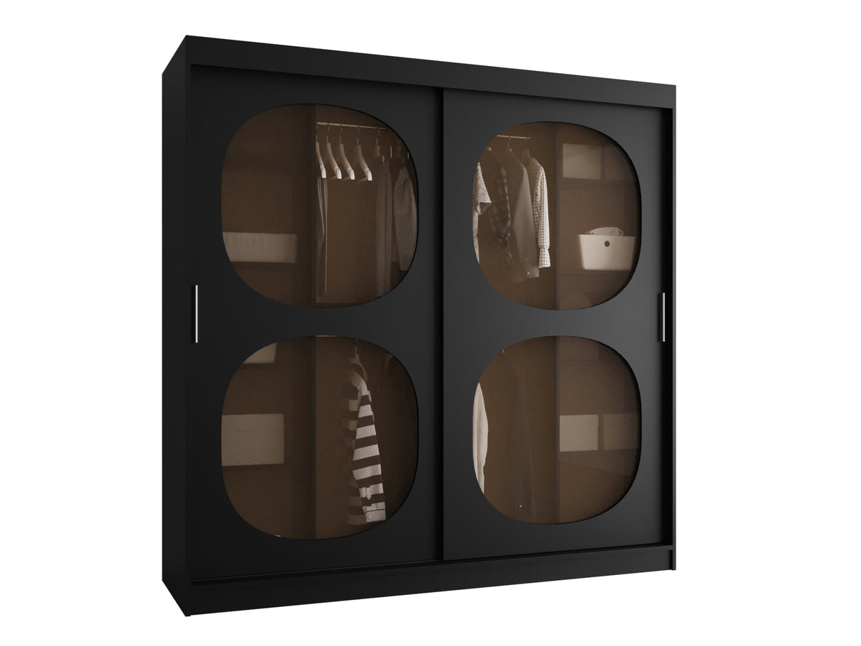 Gardróbszekrény Szafa 200 BAHRAJN 2, Szín: Fekete, Fiókok: Nem, Led világítás: Nem