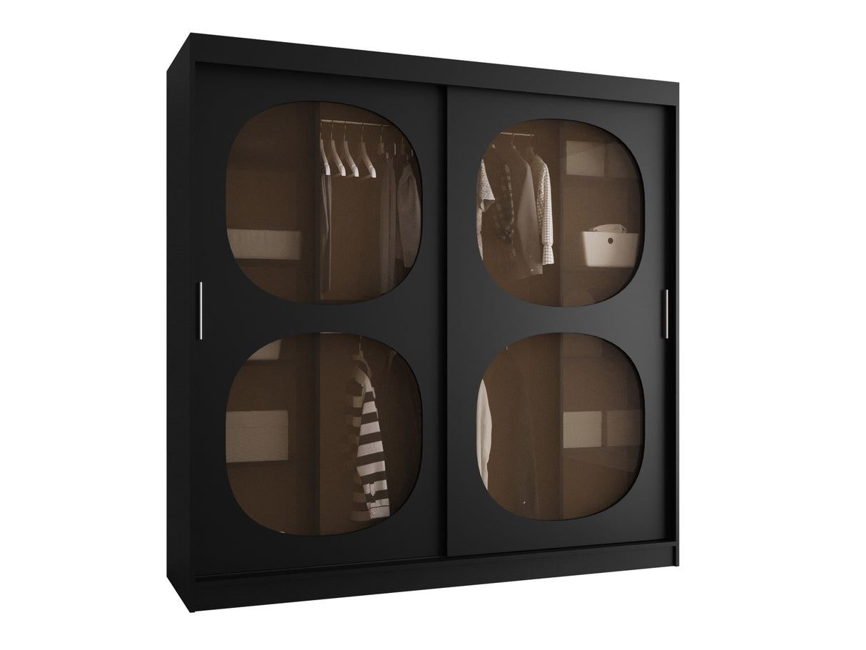 Gardróbszekrény Szafa 200 BAHRAJN 2, Szín: Fekete, Fiókok: Igen, Led világítás: Nem