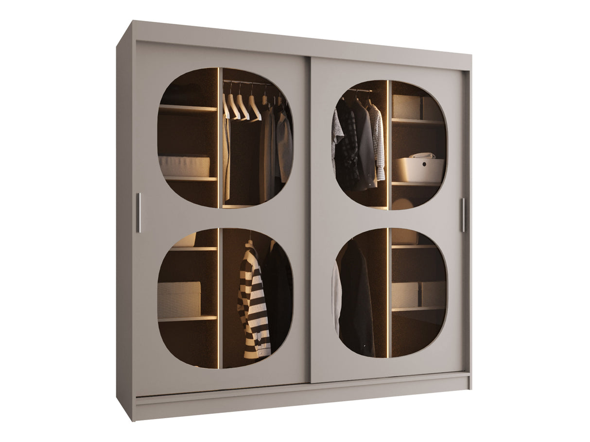 Gardróbszekrény Szafa 200 BAHRAJN 2, Szín: Kasmír, Fiókok: Nem, Led világítás: Igen