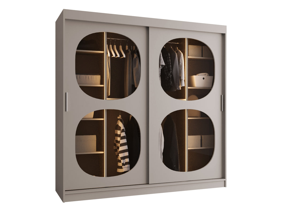 Gardróbszekrény Szafa 200 BAHRAJN 2, Szín: Kasmír, Fiókok: Igen, Led világítás: Igen