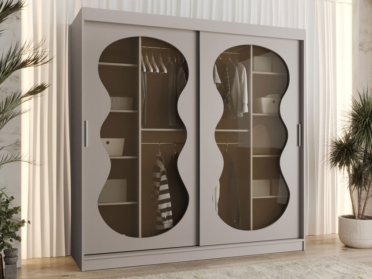 Gardróbszekrény Szafa 200 BAHRAJN 3, Szín: Kasmír, Fiókok: Igen, Led világítás: Nem