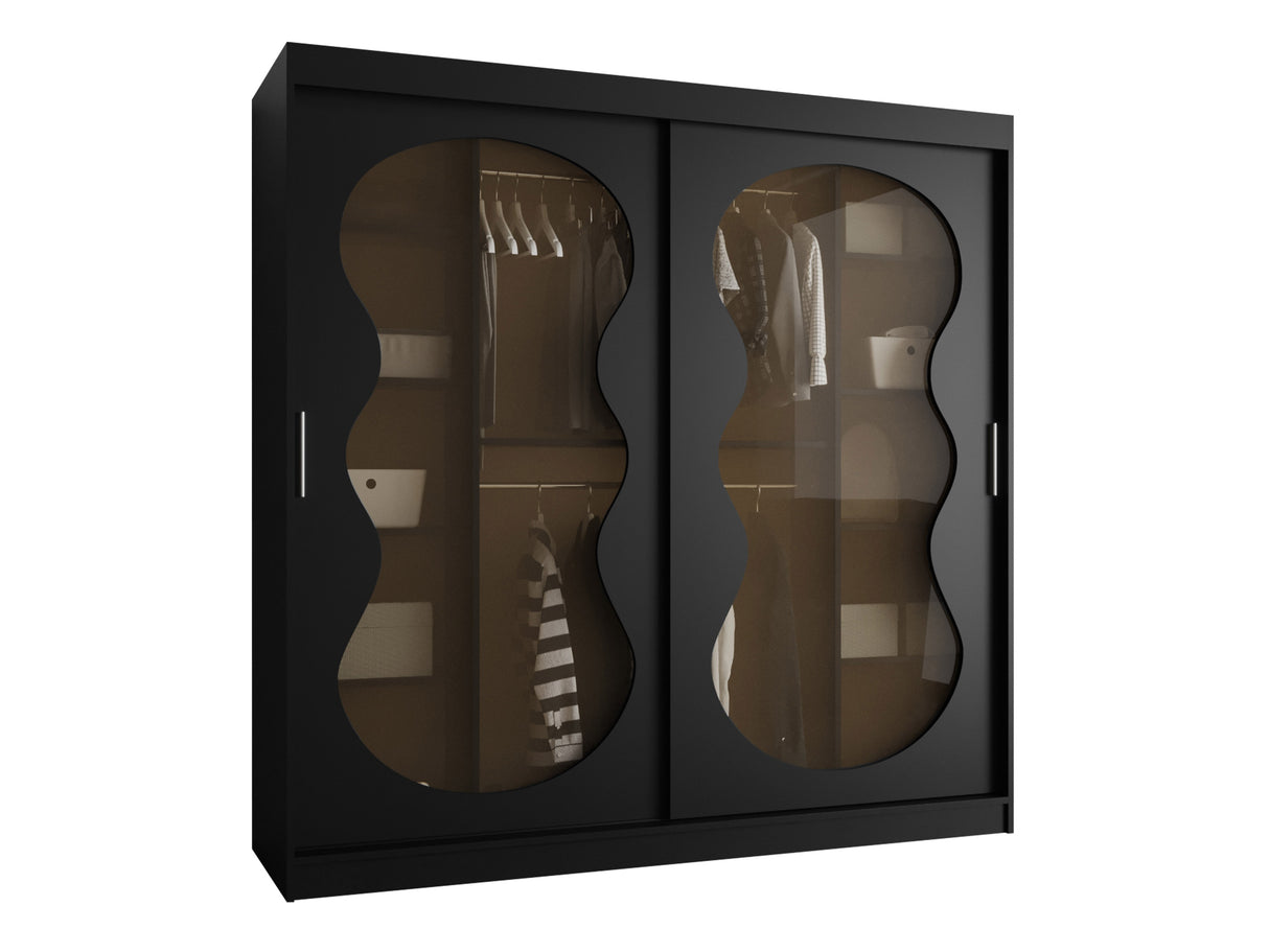 Gardróbszekrény Szafa 200 BAHRAJN 3, Szín: Fekete, Fiókok: Nem, Led világítás: Nem