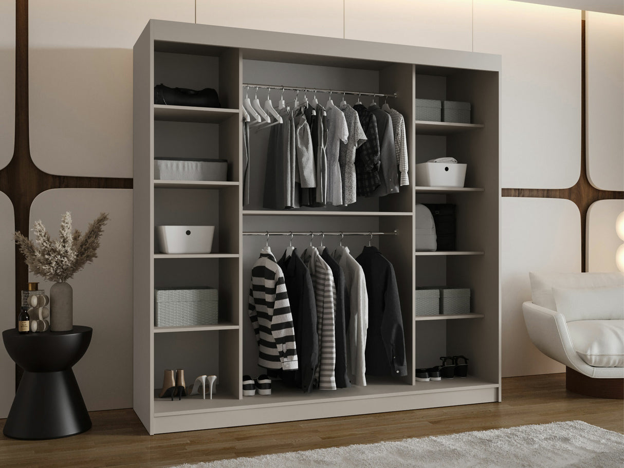 Gardróbszekrény Szafa 200 BAHRAJN 3, Szín: Fekete, Fiókok: Nem, Led világítás: Igen