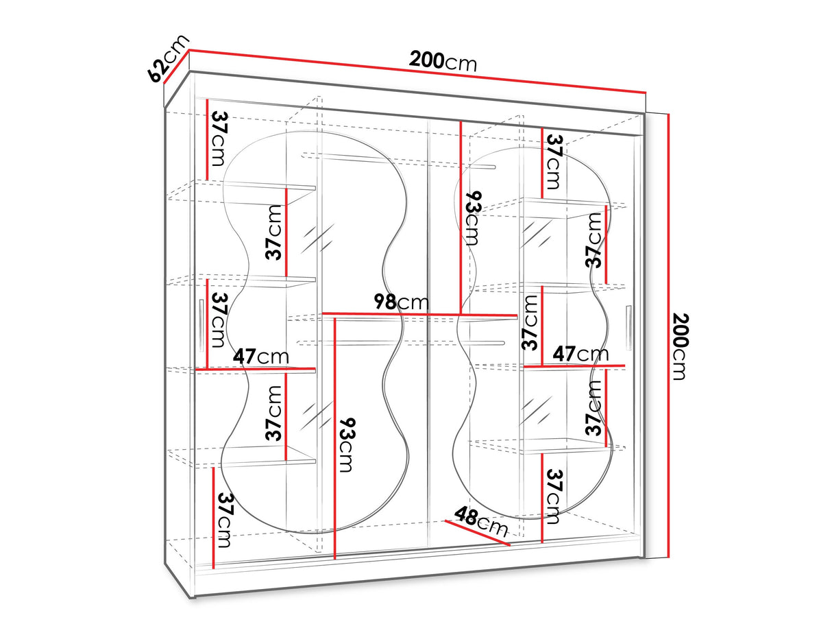 Gardróbszekrény Szafa 200 BAHRAJN 3, Szín: Kasmír, Fiókok: Nem, Led világítás: Nem