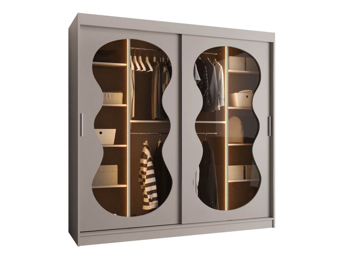 Gardróbszekrény Szafa 200 BAHRAJN 3, Szín: Kasmír, Fiókok: Nem, Led világítás: Igen