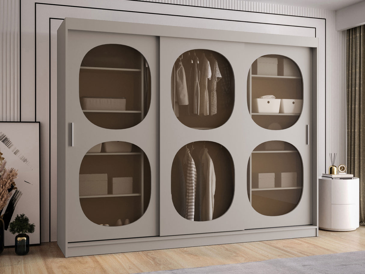 Gardróbszekrény Szafa 250 BAHRAJN 2, Szín: Kasmír, Fiókok: Igen, Led világítás: Nem