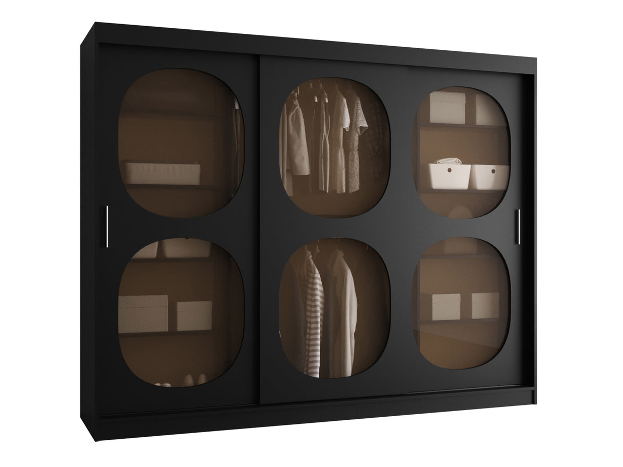 Gardróbszekrény Szafa 250 BAHRAJN 2, Szín: Fekete, Fiókok: Nem, Led világítás: Nem