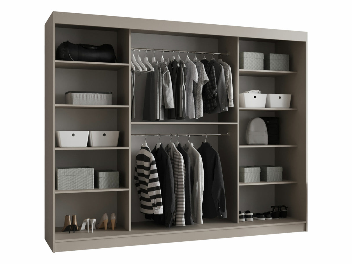 Gardróbszekrény Szafa 250 BAHRAJN 2, Szín: Fekete, Fiókok: Nem, Led világítás: Igen