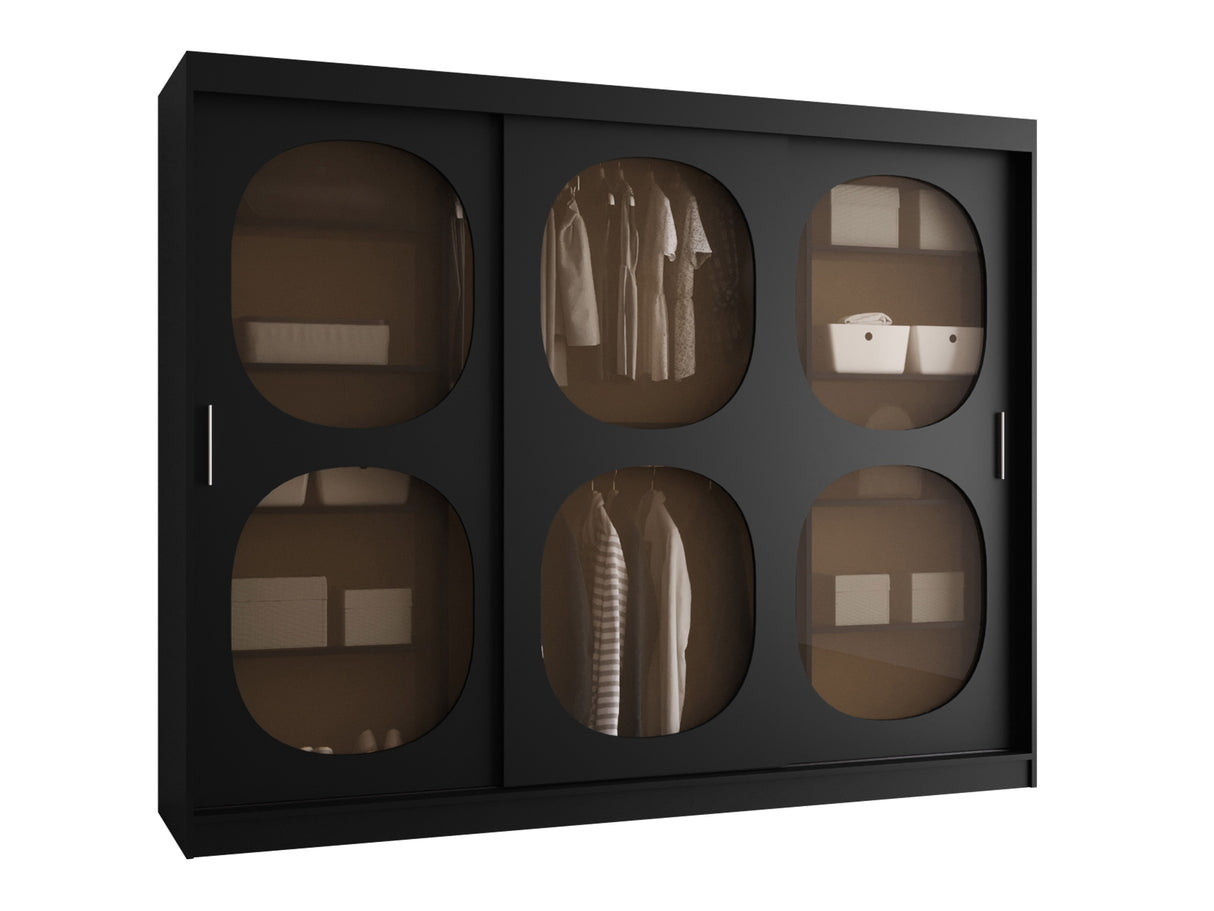 Gardróbszekrény Szafa 250 BAHRAJN 2, Szín: Fekete, Fiókok: Igen, Led világítás: Nem