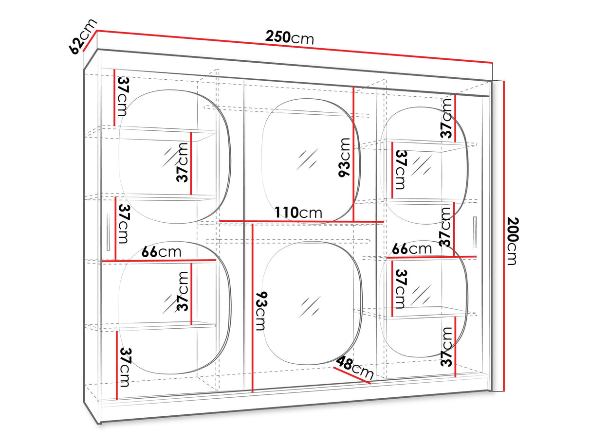Gardróbszekrény Szafa 250 BAHRAJN 2, Szín: Kasmír, Fiókok: Nem, Led világítás: Nem