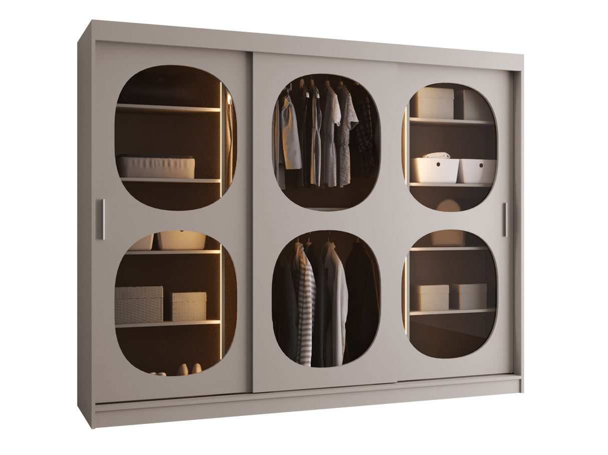Gardróbszekrény Szafa 250 BAHRAJN 2, Szín: Kasmír, Fiókok: Nem, Led világítás: Igen