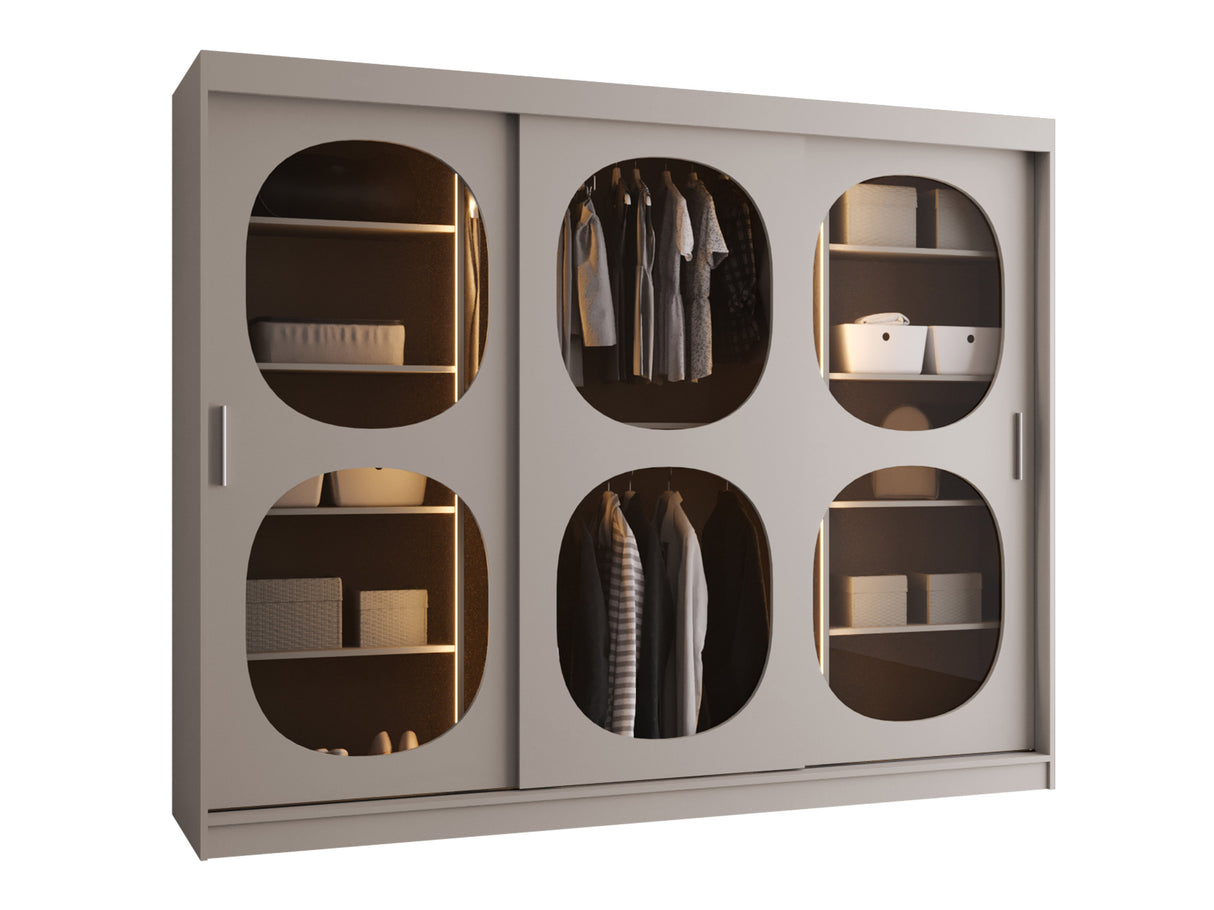 Gardróbszekrény Szafa 250 BAHRAJN 2, Szín: Kasmír, Fiókok: Igen, Led világítás: Igen