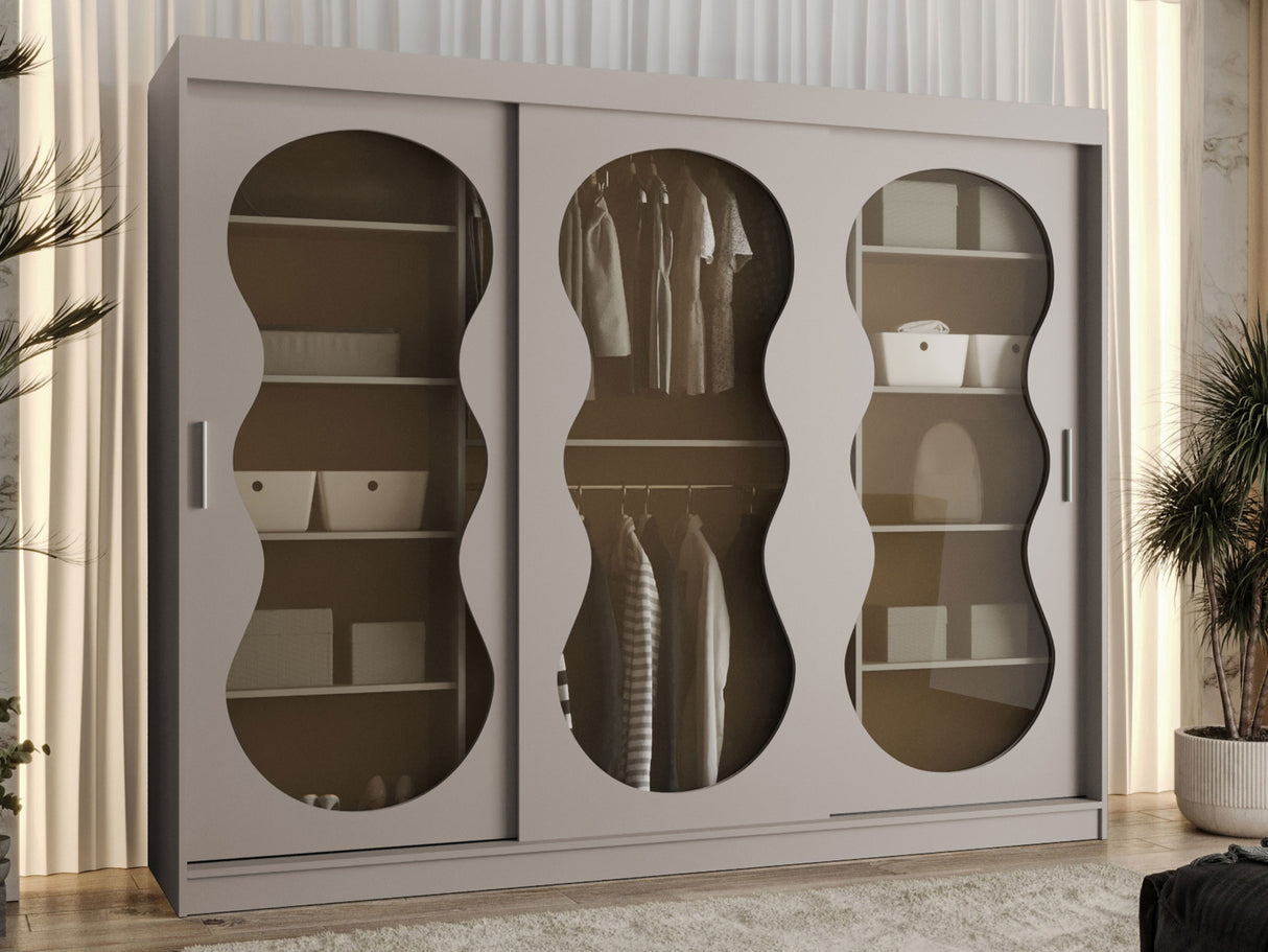 Gardróbszekrény Szafa 250 BAHRAJN 3, Szín: Kasmír, Fiókok: Igen, Led világítás: Nem