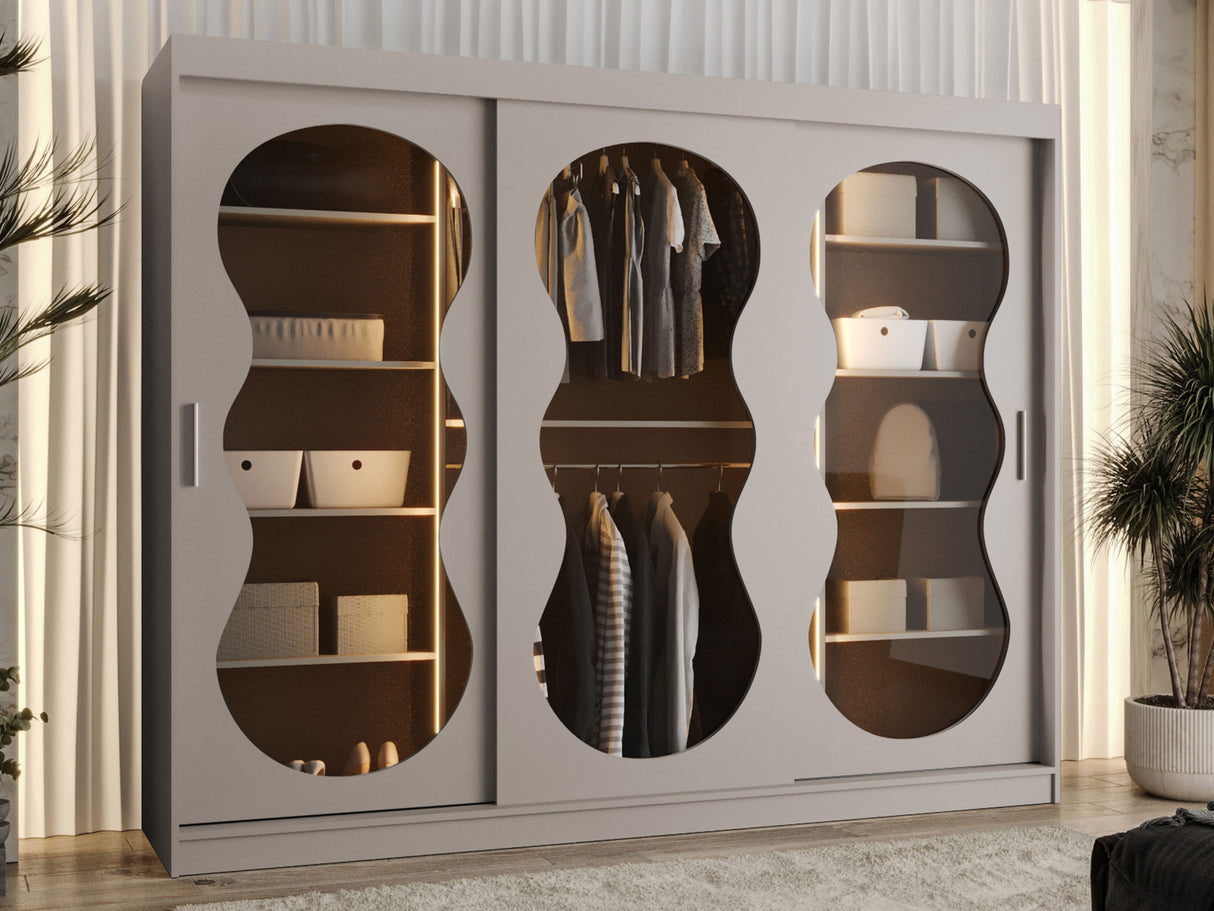 Gardróbszekrény Szafa 250 BAHRAJN 3, Szín: Kasmír, Fiókok: Nem, Led világítás: Igen