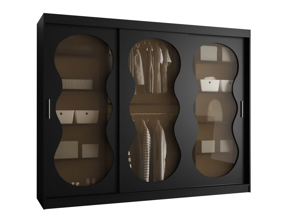 Gardróbszekrény Szafa 250 BAHRAJN 3, Szín: Fekete, Fiókok: Nem, Led világítás: Nem