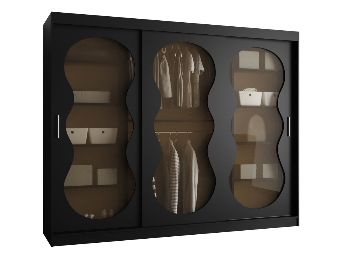 Gardróbszekrény Szafa 250 BAHRAJN 3, Szín: Fekete, Fiókok: Igen, Led világítás: Nem