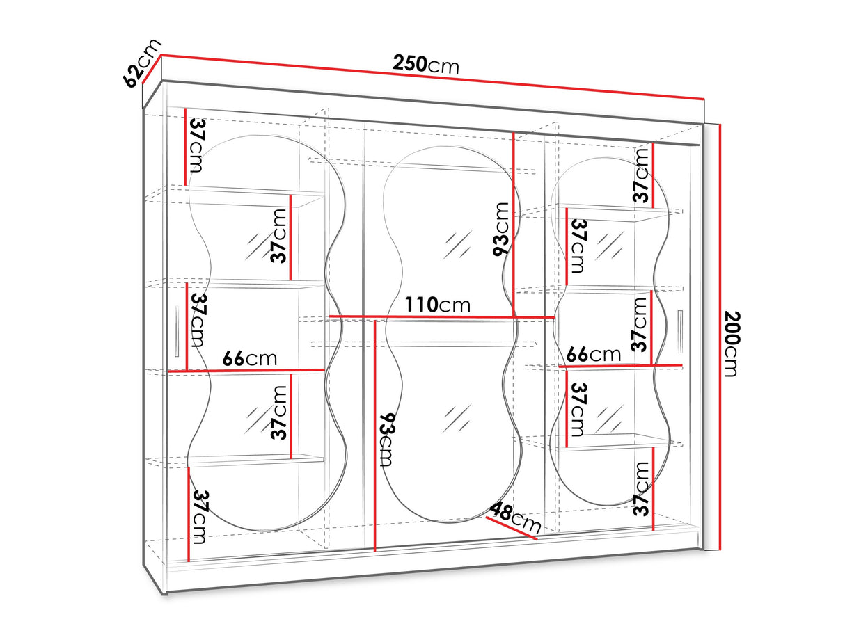 Gardróbszekrény Szafa 250 BAHRAJN 3, Szín: Kasmír, Fiókok: Nem, Led világítás: Nem