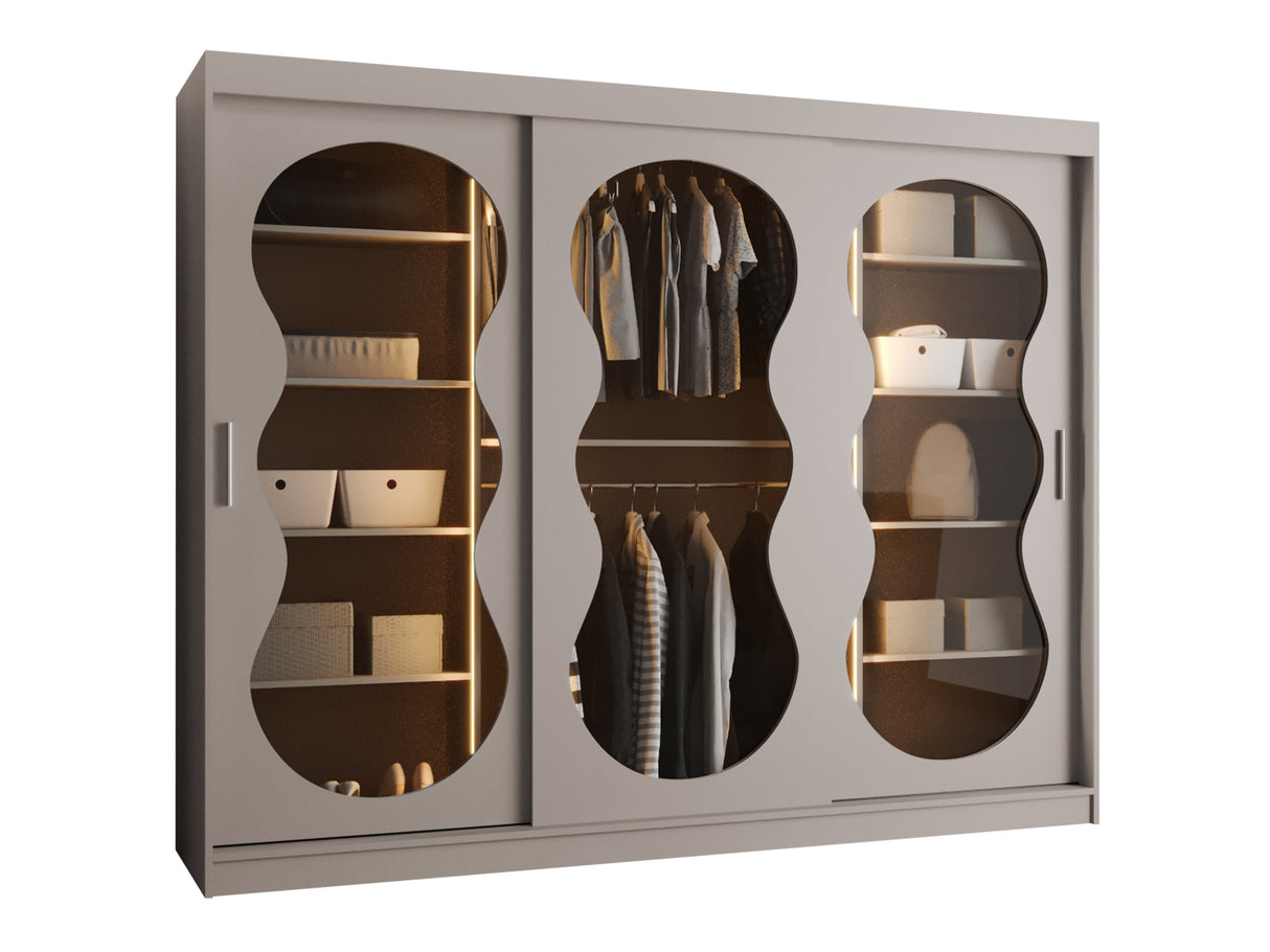 Gardróbszekrény Szafa 250 BAHRAJN 3, Szín: Kasmír, Fiókok: Igen, Led világítás: Igen