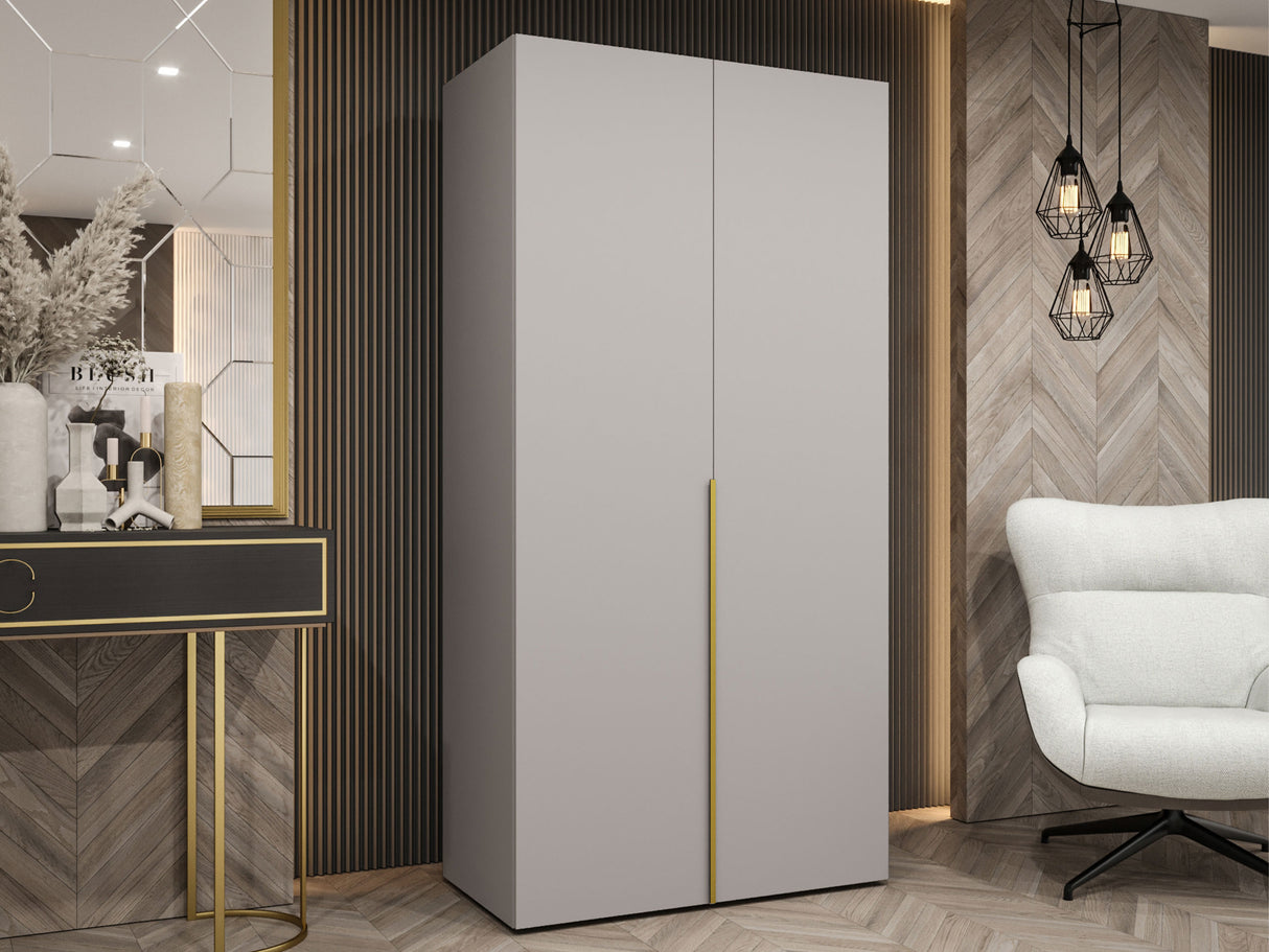 Gardróbszekrény Szafa 100 ALICANTE 1, Szín: Kasmír, Fogantyú színe: Aranysárga