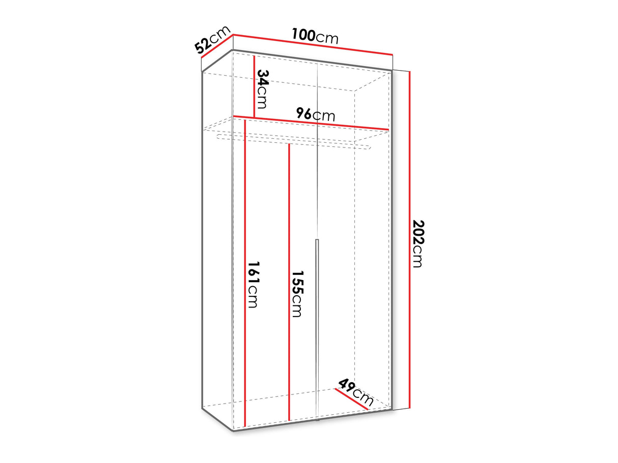 Gardróbszekrény Szafa 100 ALICANTE 1, Szín: Artisan tölgy, Fogantyú színe: Fekete