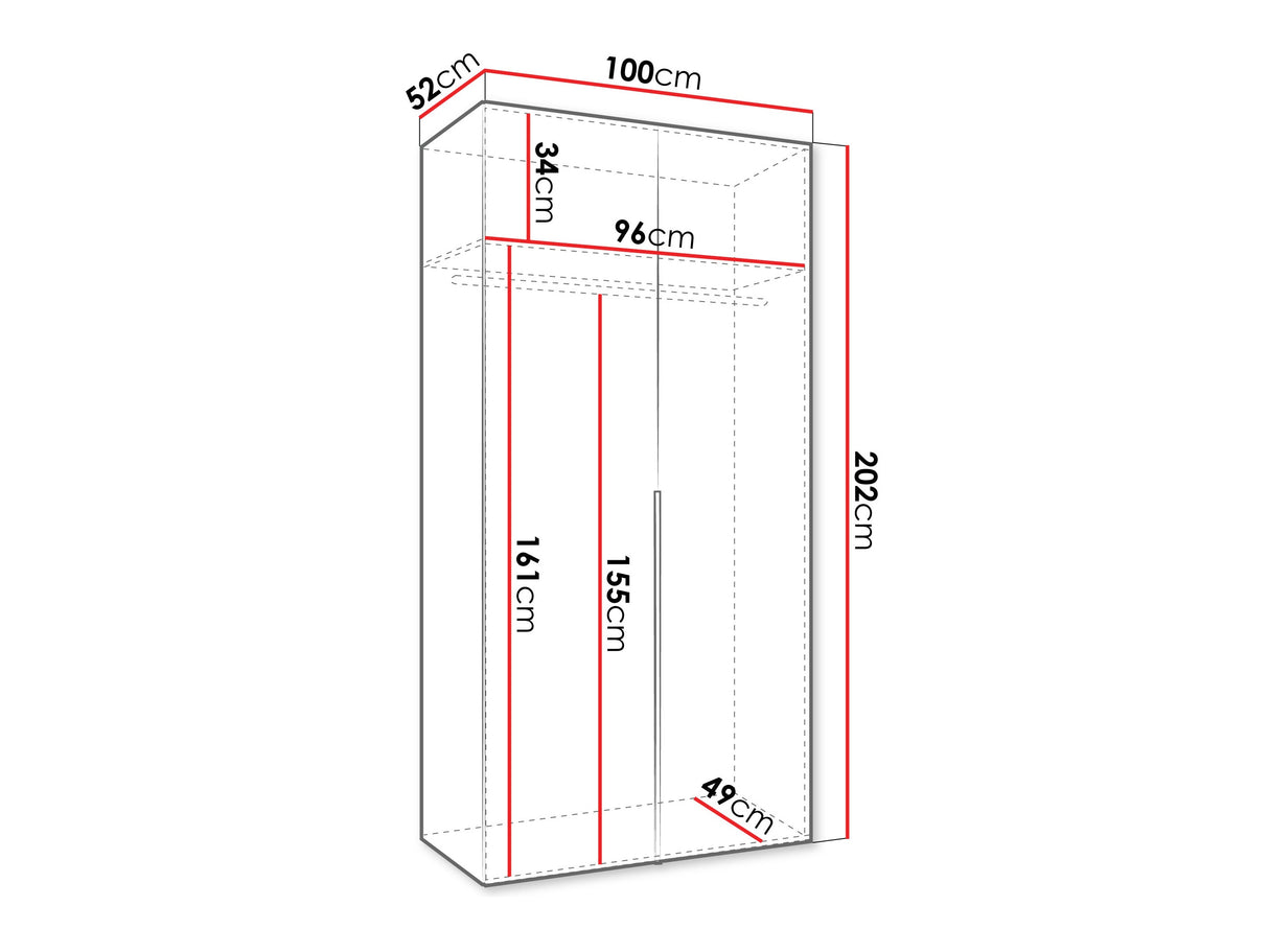 Gardróbszekrény Szafa 100 ALICANTE 1, Szín: Artisan tölgy, Fogantyú színe: Kasmír