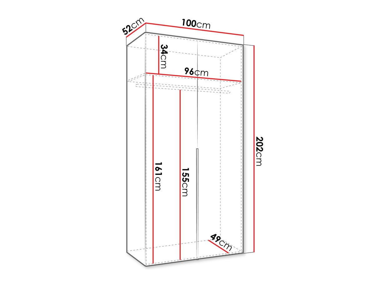 Gardróbszekrény Szafa 100 ALICANTE 1, Szín: Fekete, Fogantyú színe: Aranysárga