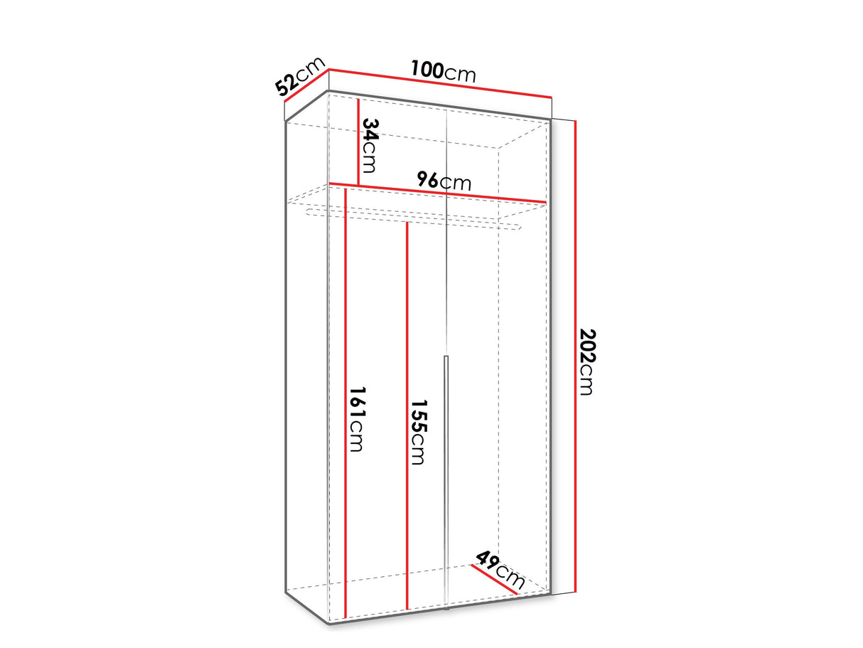 Gardróbszekrény Szafa 100 ALICANTE 1, Szín: Kasmír, Fogantyú színe: Fekete