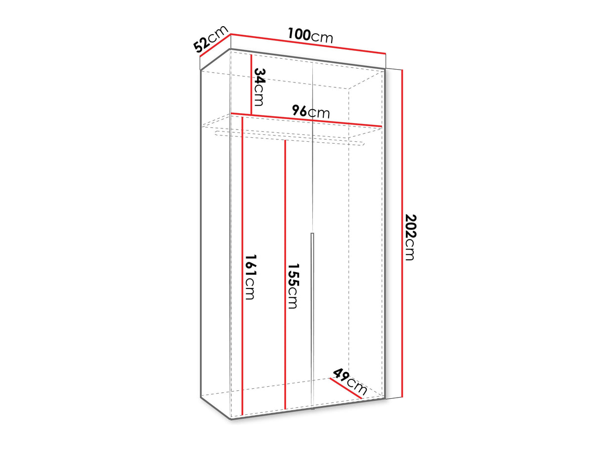 Gardróbszekrény Szafa 100 ALICANTE 1, Szín: Kasmír, Fogantyú színe: Kasmír