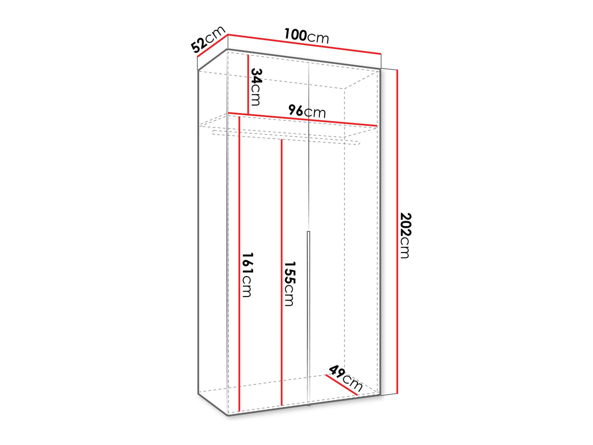Gardróbszekrény Szafa 100 ALICANTE 1, Szín: Kasmír, Fogantyú színe: Aranysárga