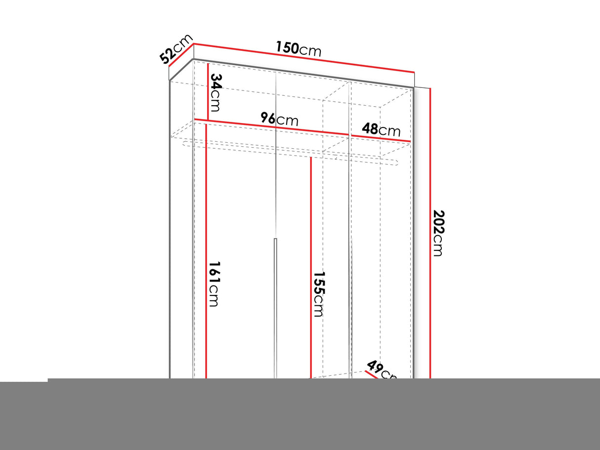 Gardróbszekrény Szafa 150 ALICANTE 1, Szín: Artisan tölgy, Fogantyú színe: Kasmír